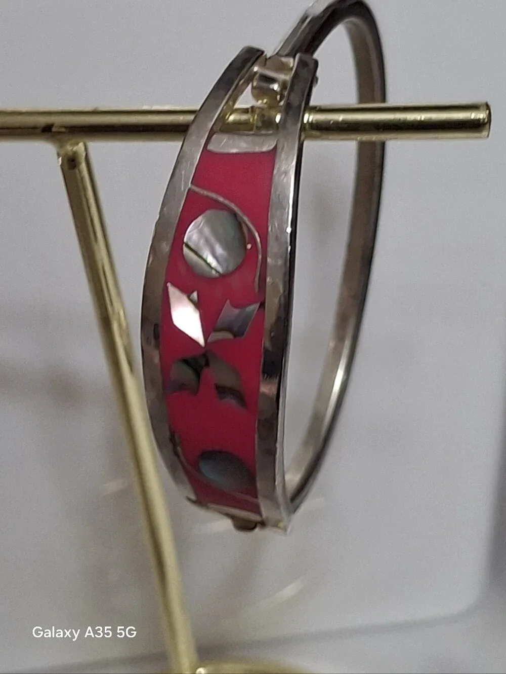 Silver and mother of pearl MOP pink child's bracelet